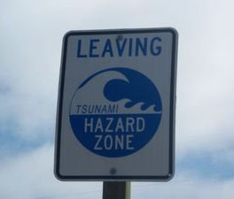 Leaving Tsunami Zone sign